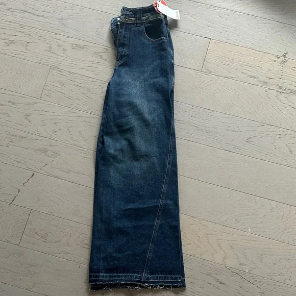 [NEW] Cider High Waist Wide Leg Dark Blue Jeans - Picture 4 of 5